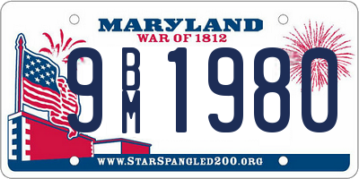 MD license plate 9BM1980