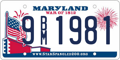 MD license plate 9BM1981