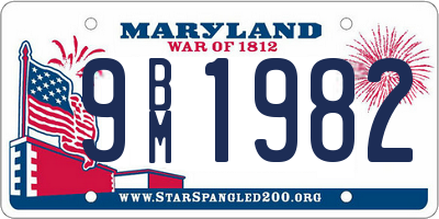 MD license plate 9BM1982