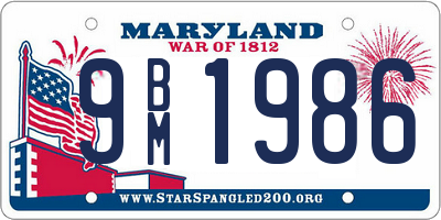 MD license plate 9BM1986