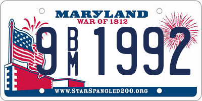 MD license plate 9BM1992