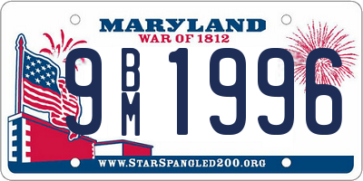 MD license plate 9BM1996