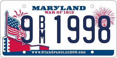 MD license plate 9BM1998