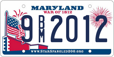 MD license plate 9BM2012