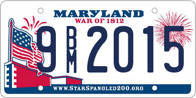 MD license plate 9BM2015