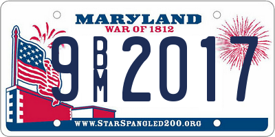 MD license plate 9BM2017