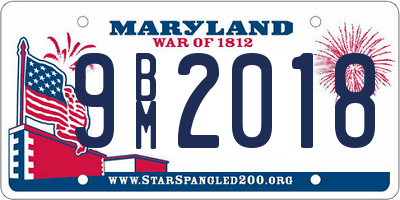 MD license plate 9BM2018