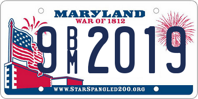 MD license plate 9BM2019