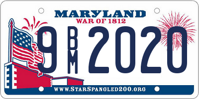 MD license plate 9BM2020