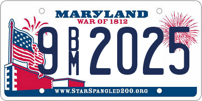 MD license plate 9BM2025