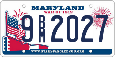 MD license plate 9BM2027