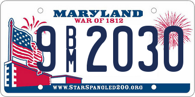 MD license plate 9BM2030