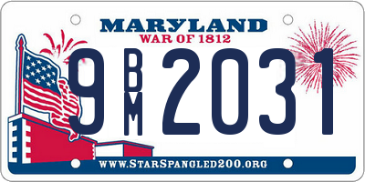 MD license plate 9BM2031