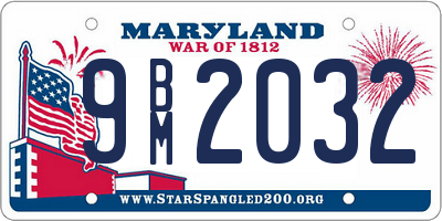 MD license plate 9BM2032