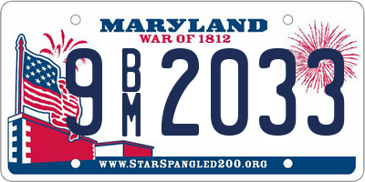 MD license plate 9BM2033