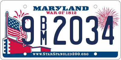 MD license plate 9BM2034