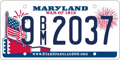 MD license plate 9BM2037