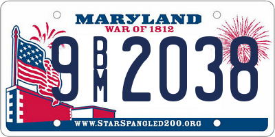 MD license plate 9BM2038