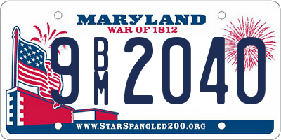 MD license plate 9BM2040