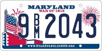 MD license plate 9BM2043