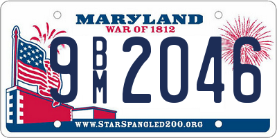 MD license plate 9BM2046