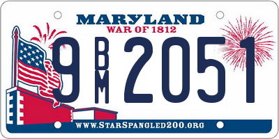 MD license plate 9BM2051