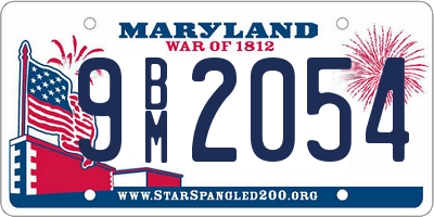 MD license plate 9BM2054