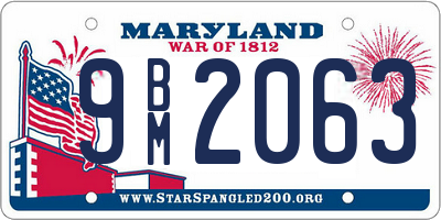 MD license plate 9BM2063