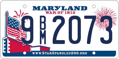 MD license plate 9BM2073