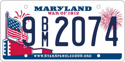 MD license plate 9BM2074