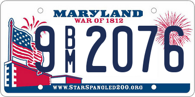 MD license plate 9BM2076