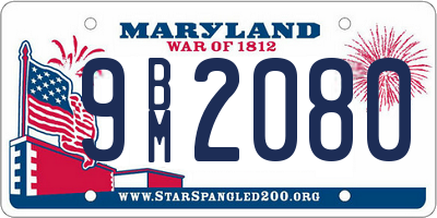 MD license plate 9BM2080