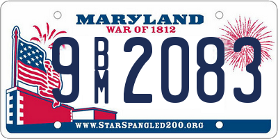 MD license plate 9BM2083