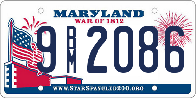 MD license plate 9BM2086