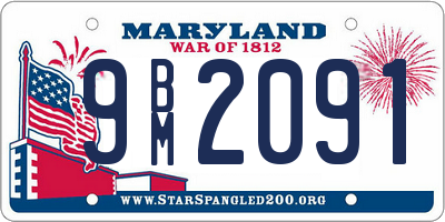 MD license plate 9BM2091