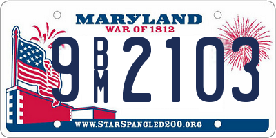 MD license plate 9BM2103