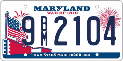 MD license plate 9BM2104