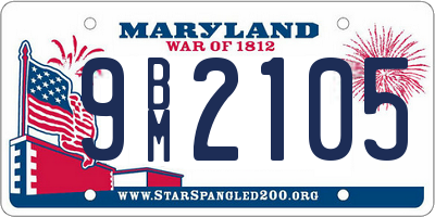 MD license plate 9BM2105