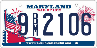 MD license plate 9BM2106