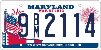 MD license plate 9BM2114