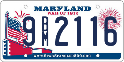 MD license plate 9BM2116