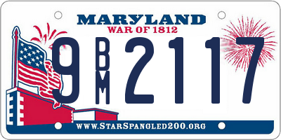 MD license plate 9BM2117