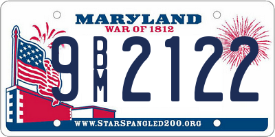 MD license plate 9BM2122