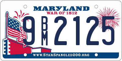 MD license plate 9BM2125