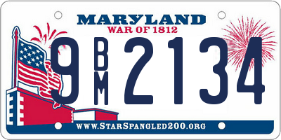 MD license plate 9BM2134