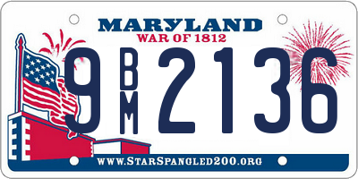 MD license plate 9BM2136