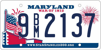 MD license plate 9BM2137