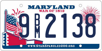 MD license plate 9BM2138