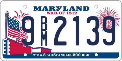 MD license plate 9BM2139