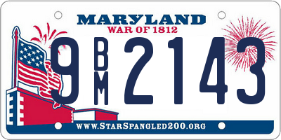 MD license plate 9BM2143